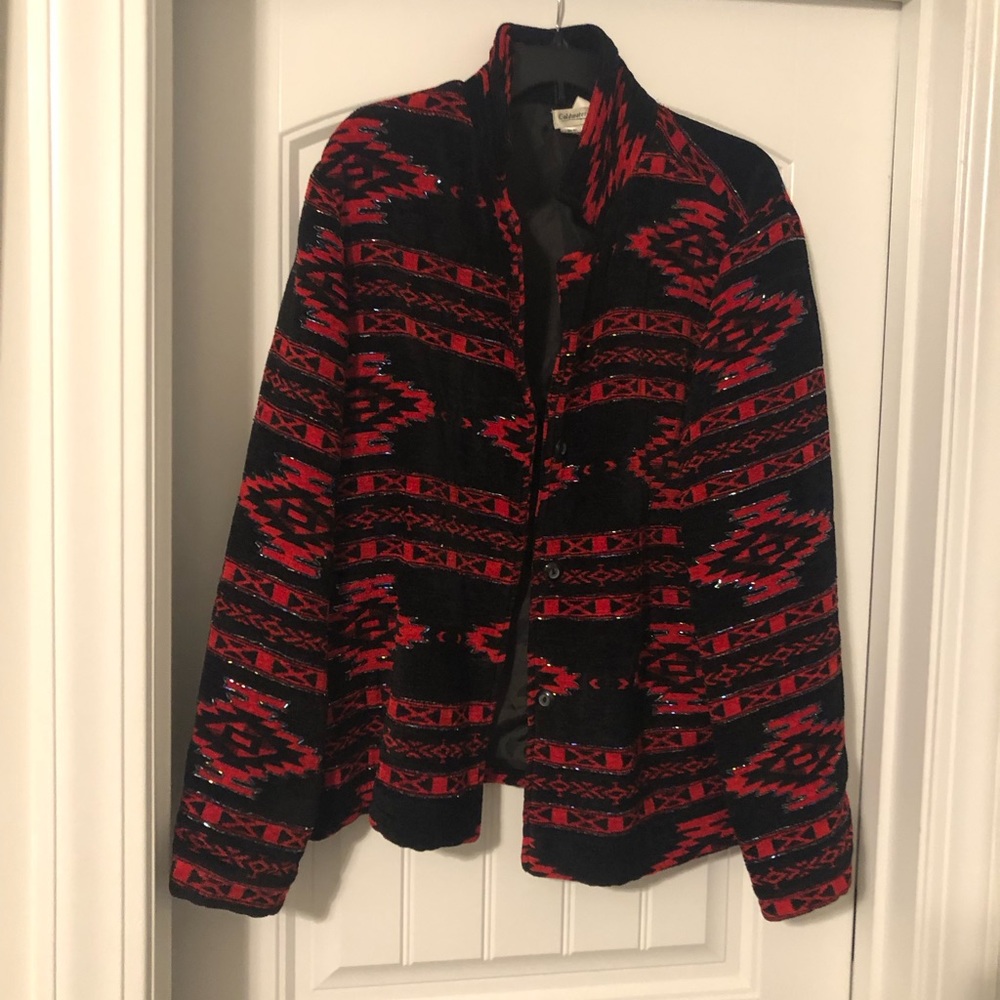 Aztec southwestern print beaded jacket womens size XL coldwater ..